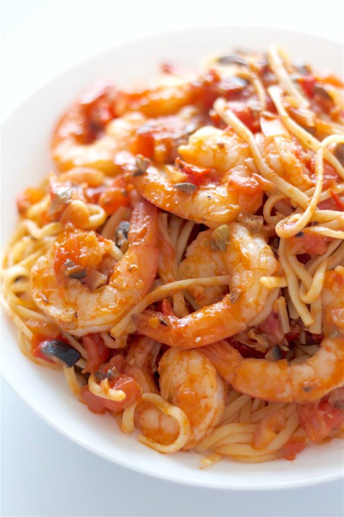 Shrimp Pasta Puttanesca | SpoonfulOfButter.com