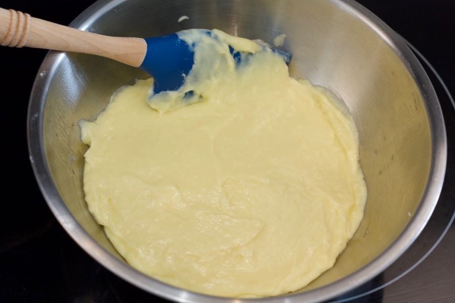 a smooth pastry cream in a bowl