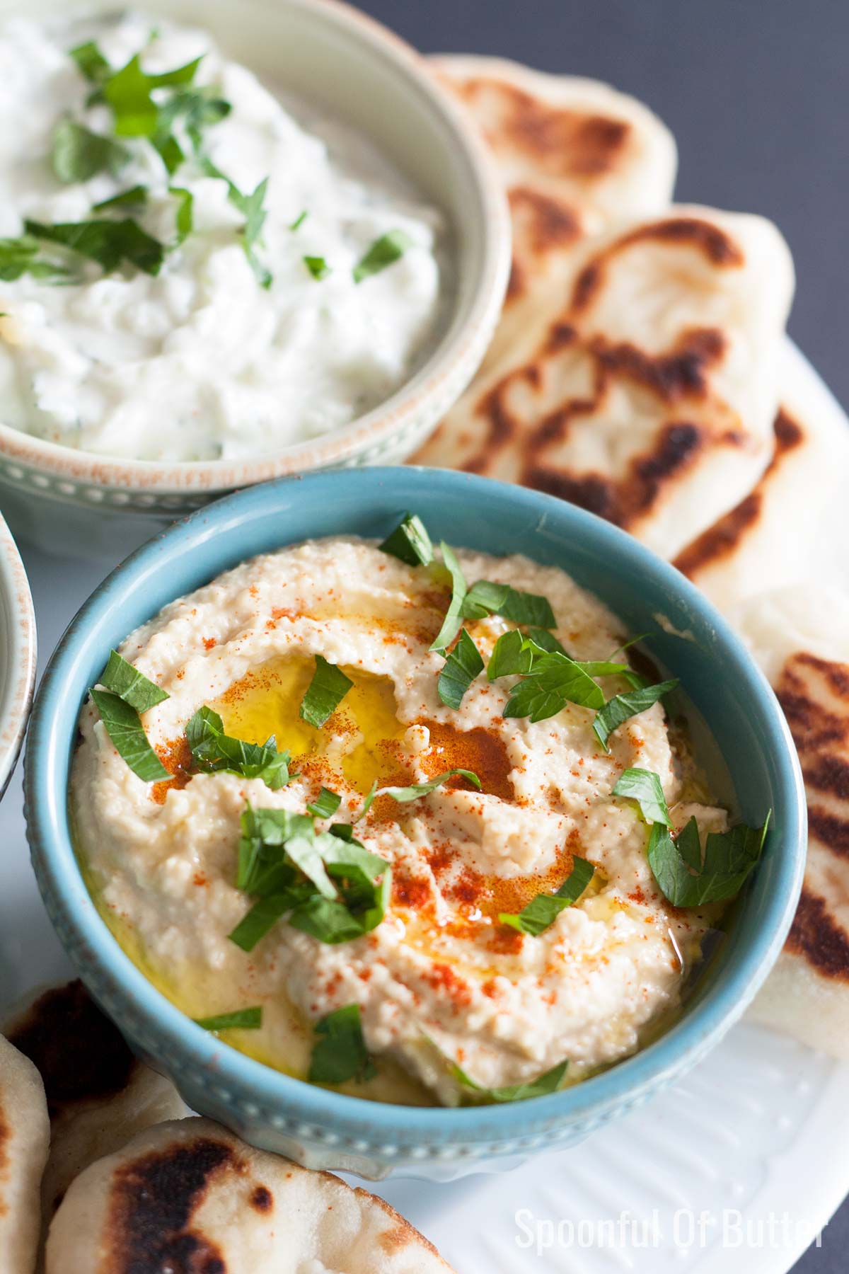 Here's a good basic recipe for hummus. Add your own toppings like roasted garlic, paprika, sun-dried tomatoes. My personal favorite is a drizzle of peri peri sauce! www.SpoonfulOfButter.com