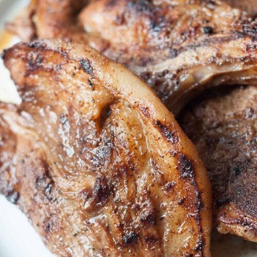 close-up view of flavorful porkchop