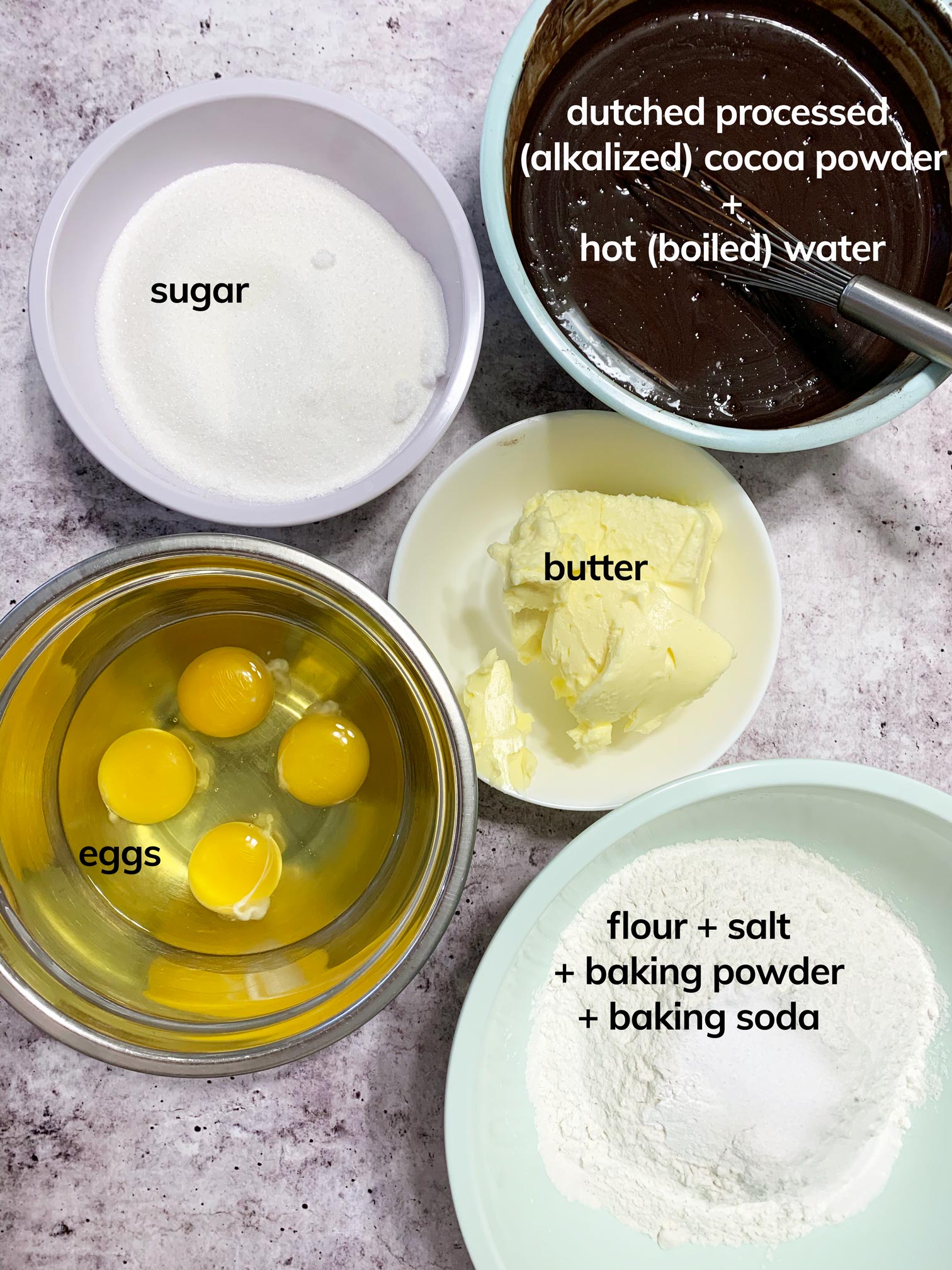 ingredients for chocolate cake