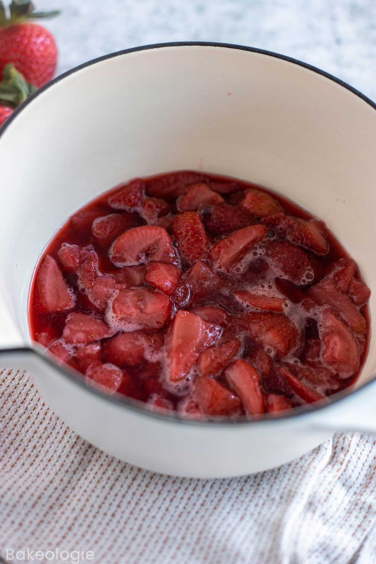 strawberry compote in a pot