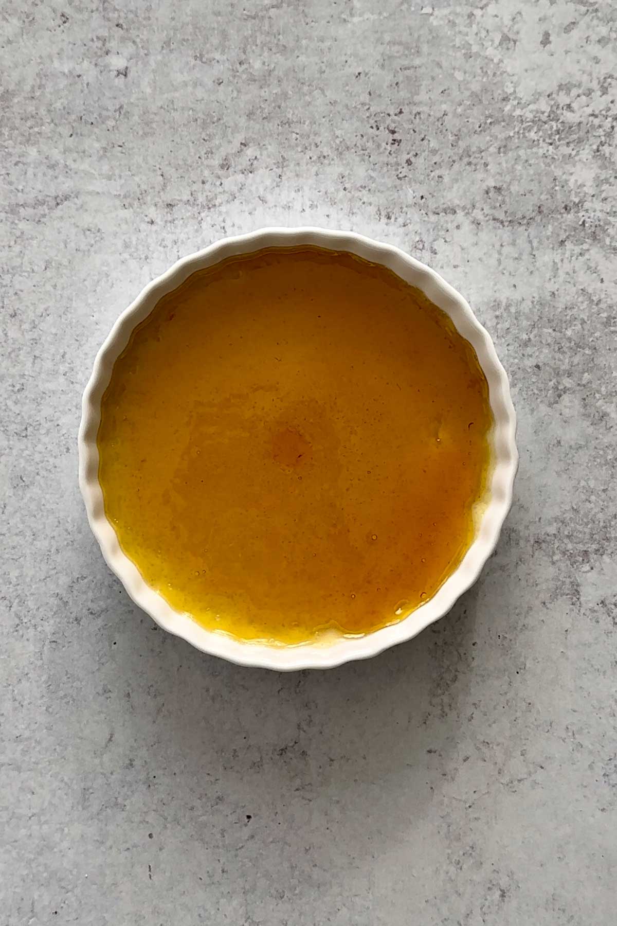 Creme Brulee Caramelized thru Caramel Pour Method