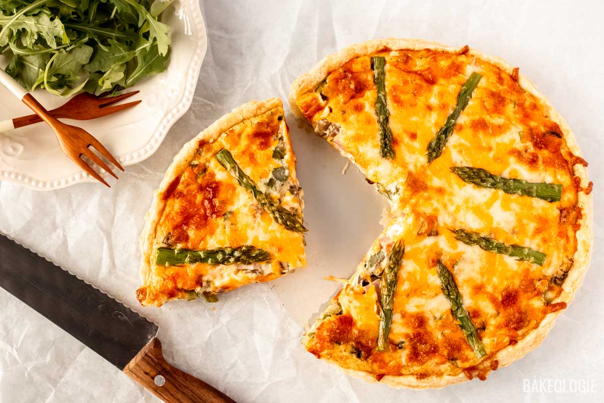Ham, Asparagus, and Mushroom Quiche bakeologie