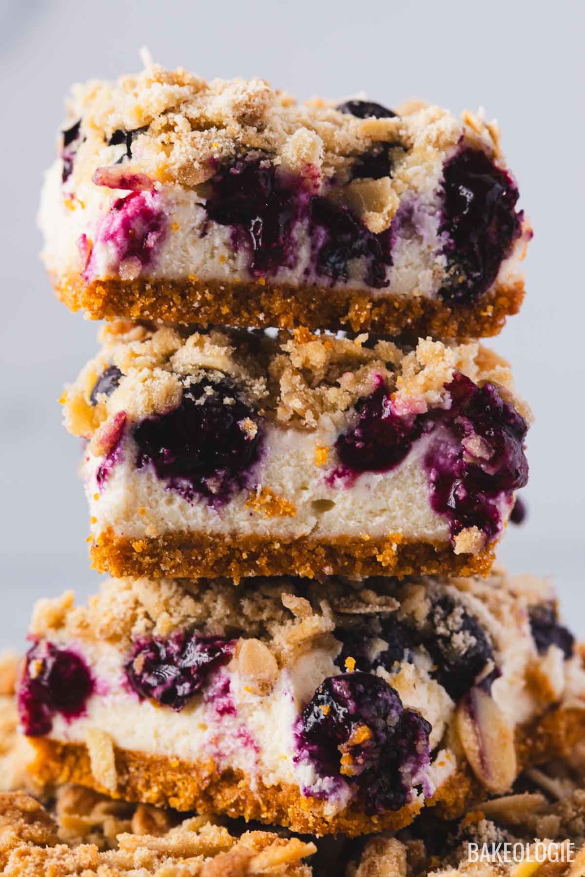 Blueberry Crumble Cheesecake Bars