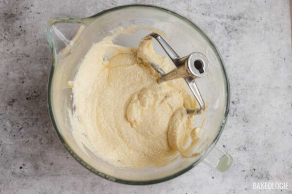 Butter, cream cheese, and sugar creamed together until light and fluffy.